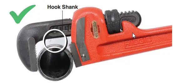 Figure 3 –   Maintain Gap Between Hook Shank and Work Piece